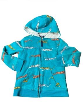 Leopards print Lands' End Sherpa-Lined Teal Jacket